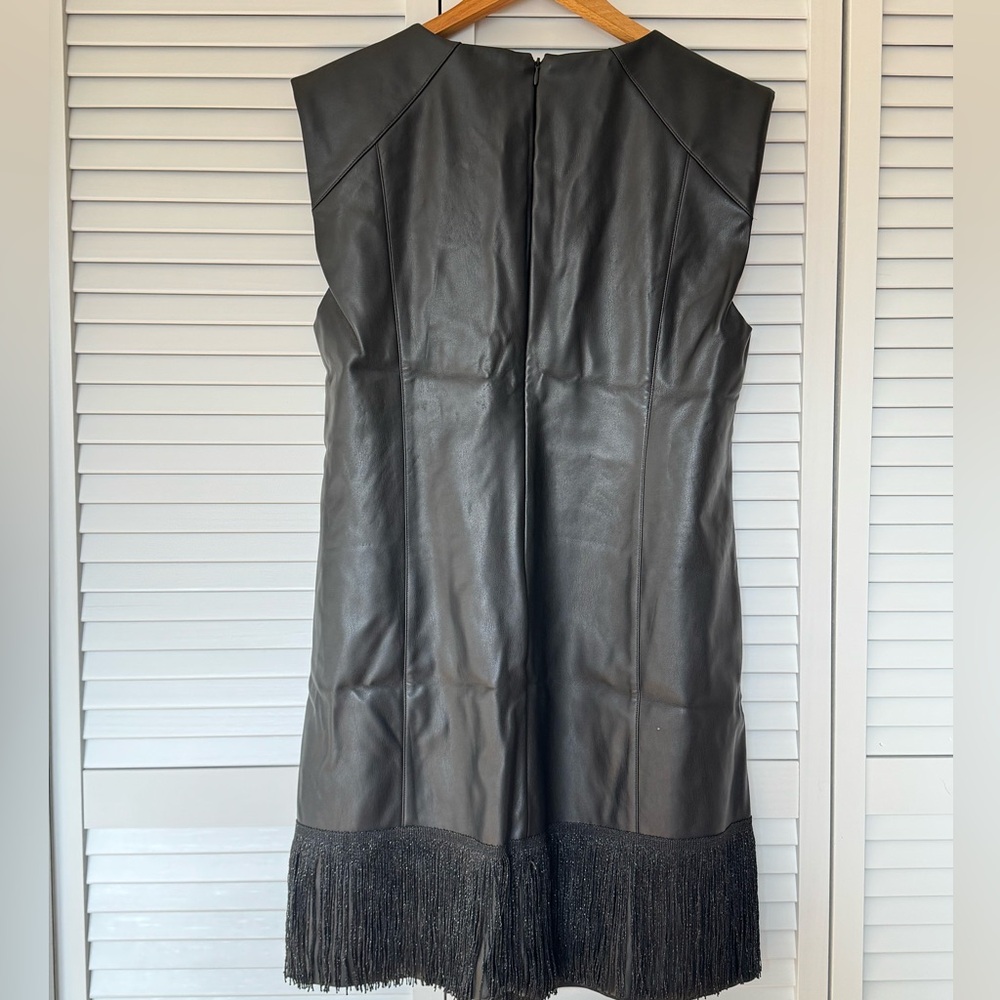 Dkny Black Asymmetrical Fringe Mini Dress - Picture 5 of 8